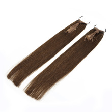 100% Remy Human Hair Double Drawn 4# 6# Brown Color Tied in Thread Knotted Virgin Hair Extensions